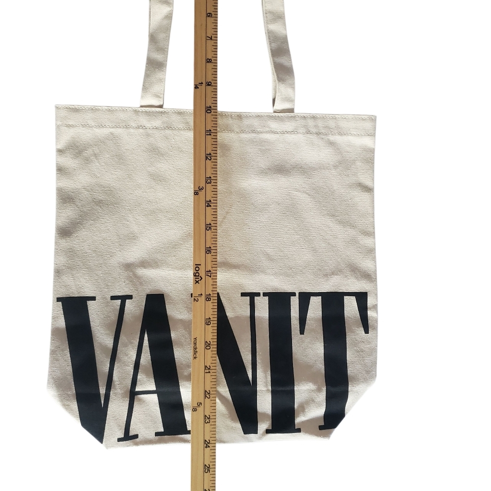 🔥VANITY FAIR Off-White Cotton Canvas Magazine Large Print Logo Reuseable Tote - Picture 8 of 9